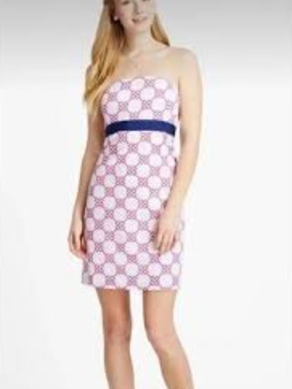 Vineyard Vines Kentucky Derby Lattice Print Strapless Pink White Mini Dress Sz 0